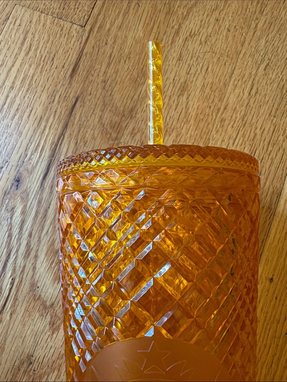Starbucks Orange Ombre Textured Cold Cup with Yellow Straw